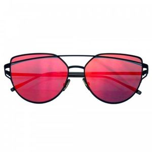 Cat Eye Mirrored Flat Lenses Aviator Sunglasses